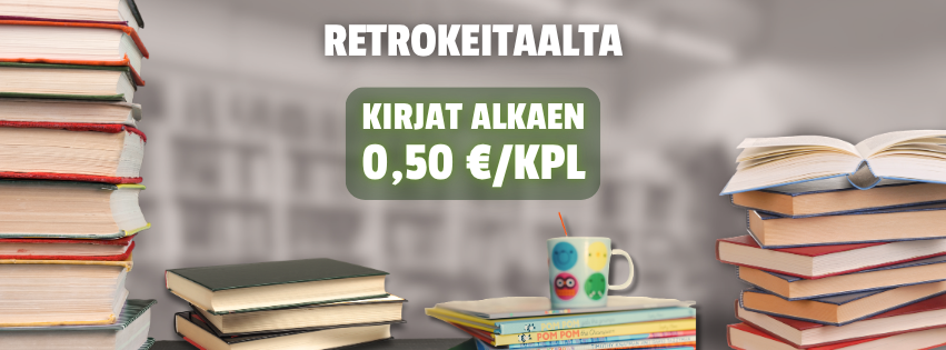Kirjat Retrokeitaalta Laukaasta alkaen 50 senttiä per kappale.