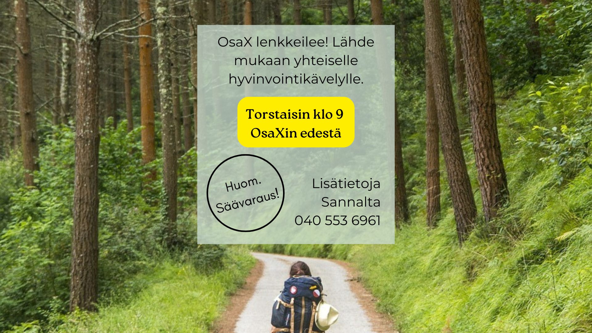 OsaXin lenkkiryhmä torstaisin klo 9